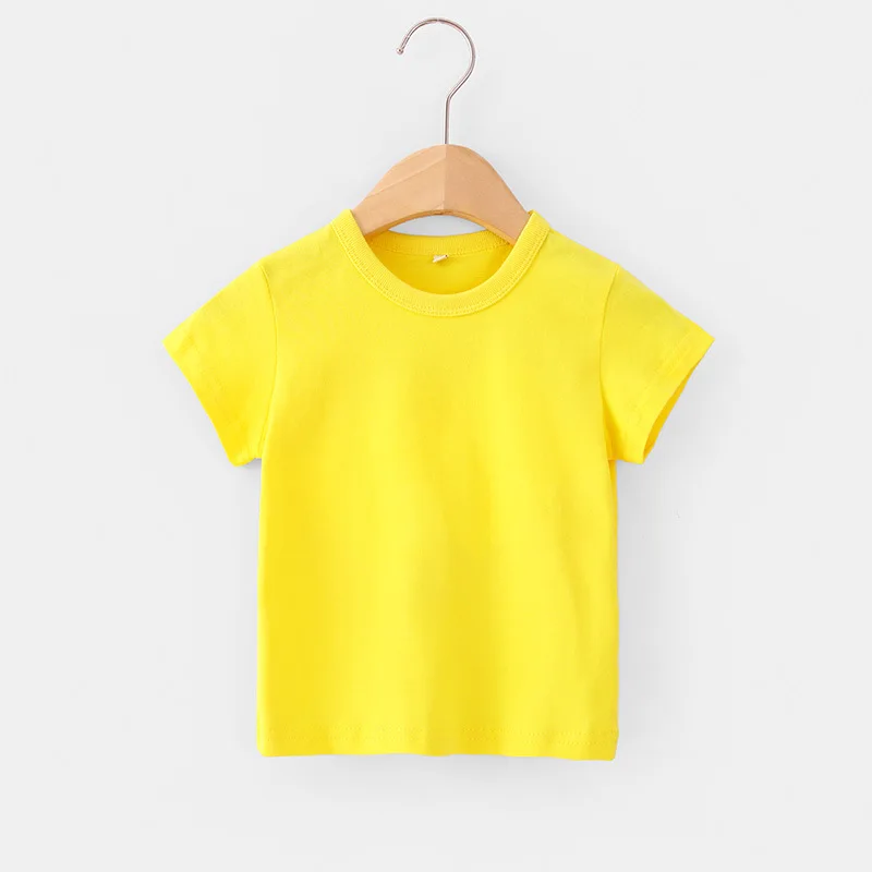 Popular Summer Blue Green Red Yellow T Shirt School Uniform For Girl Boy Clothes 2 3 4 5 6 7 8 9 10 11 12 years Tee