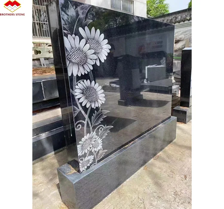 Modern China Headstone Black Granite Grave Stone Cemetery Tombstones and Monuments Gravestone with Factory Price
