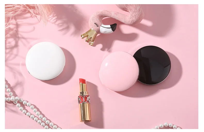 Double-sided LED Lights Small Cosmetic Make up Pocket Mirror USB Charger Color Box Customer Logo Custom Designs Round 75*75*20mm