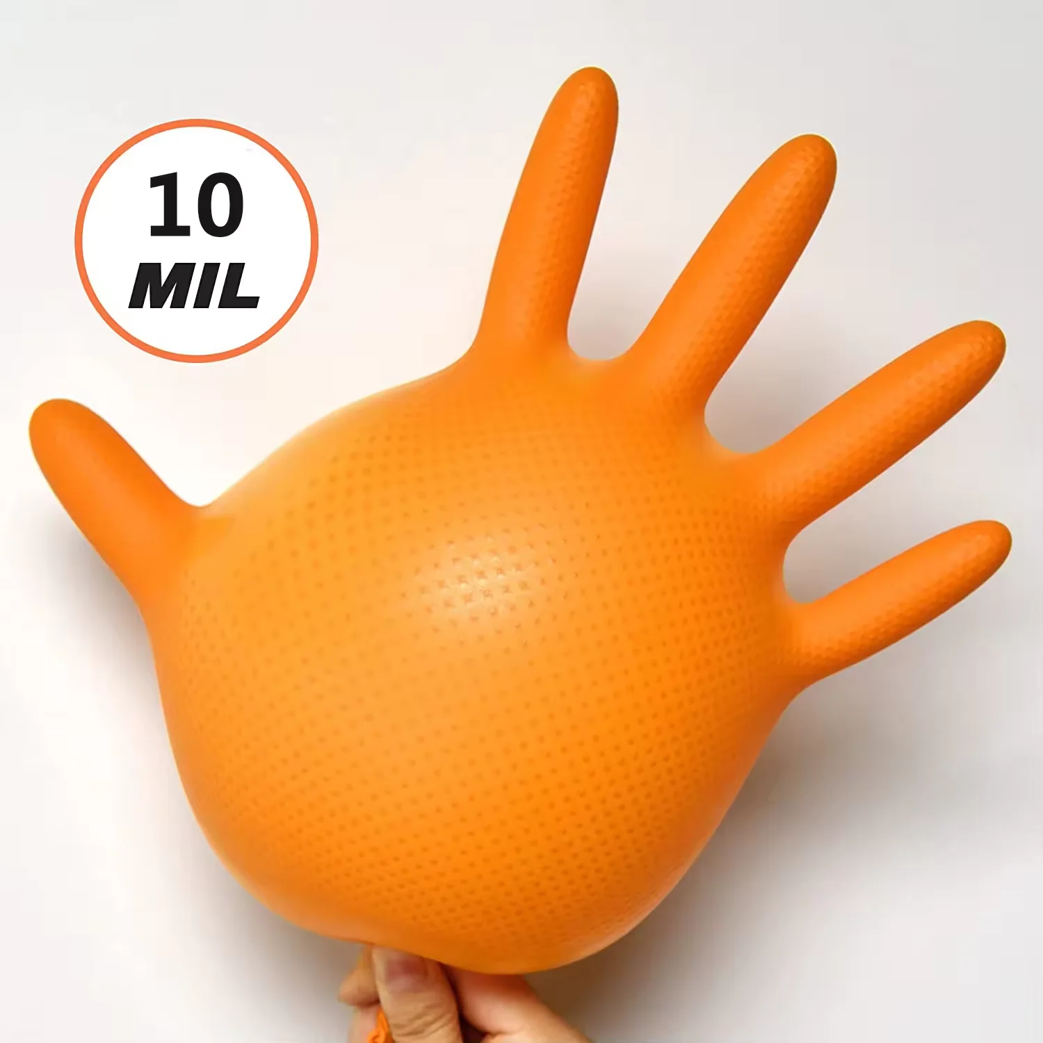 Heavy duty mechanical gloves 10 mil oem custom box orange nitrile glove diamond texture powder free black nitrile gloves