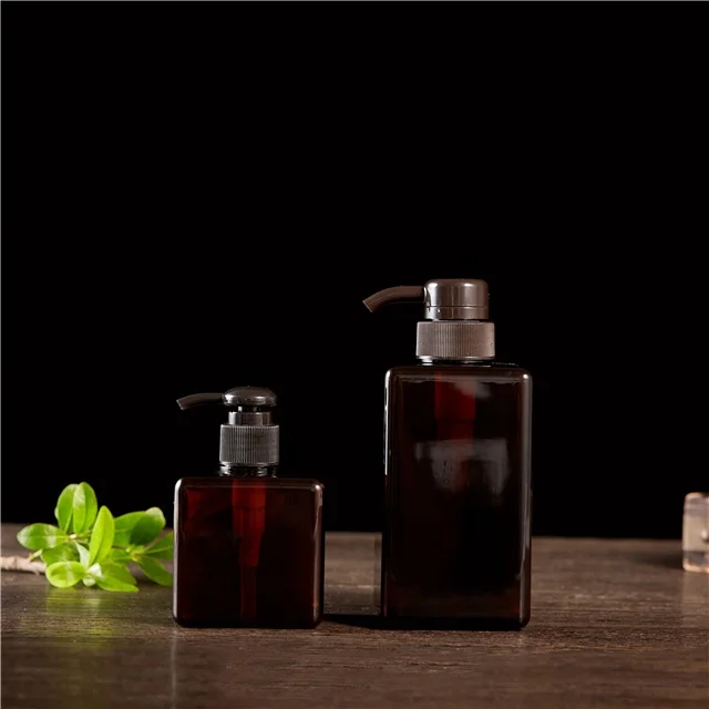 150ml 250ml 450ml luxury media petg empty square plastic lotion pump bottle shampoo dispenser