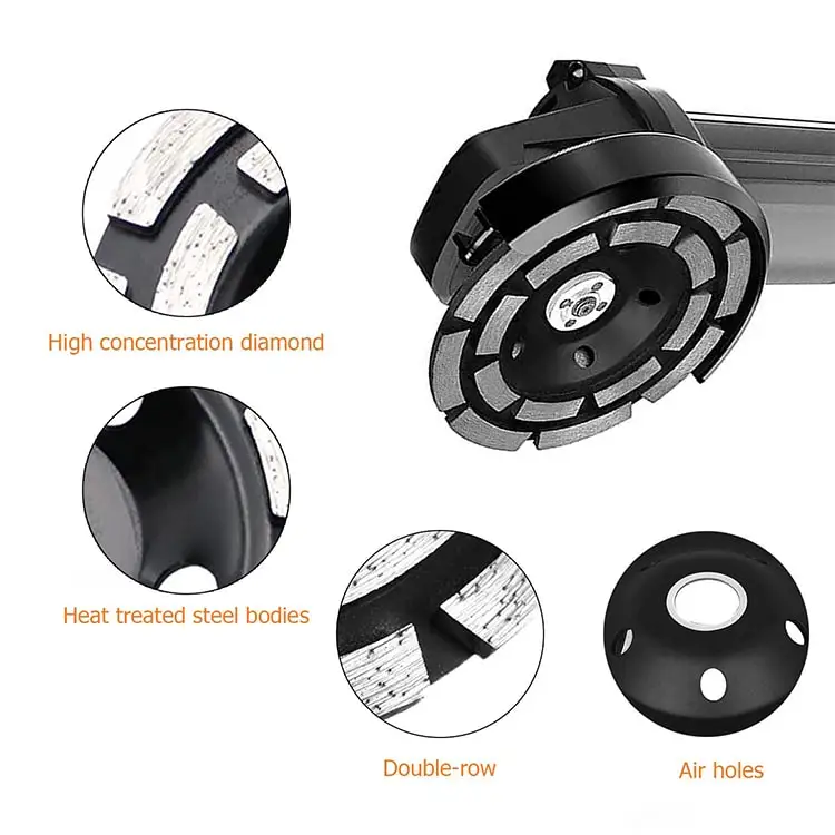 DEYI  producers wholesale 7 inch 180mm diamond grinding wheel 2 row shape polishing double layer cup for concrete