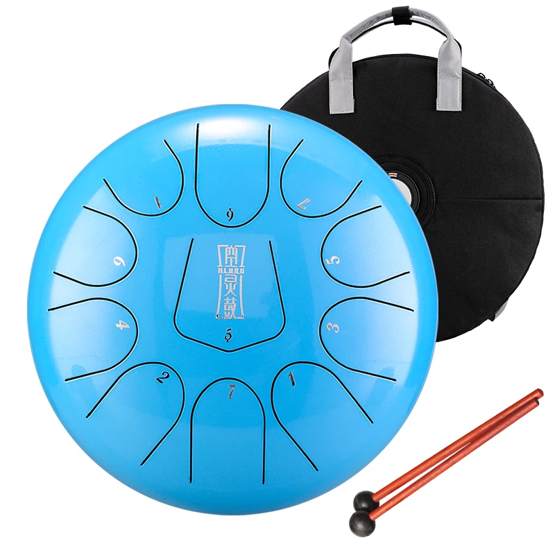 Hluru Steel Tongue Drum 11 Notes 10 Inch 13 Colors Musical Instruments Handpan Tank Drum With Bulge Bag TS11-10