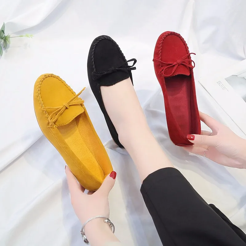 Casual Moccasins Classic Soft Sole non-slip Loafers Women Bowknot Versatile Flats Comfortable trends Mother work shoes