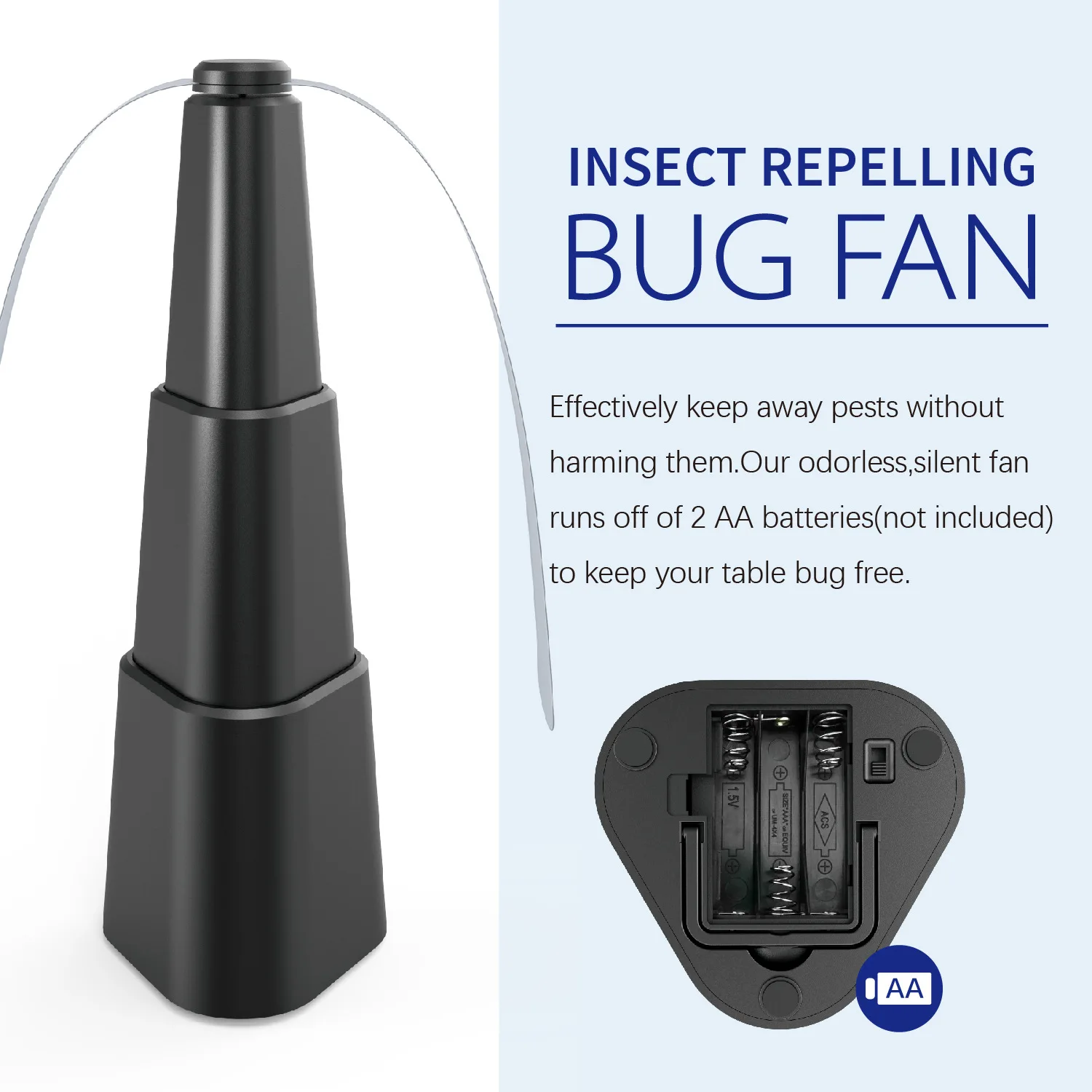 Repelling Bug Fan Fly Deterrent Stretchable Smaller Indoor Outdoor Table Use Holographic Blade Battery Powered Fly Fan
