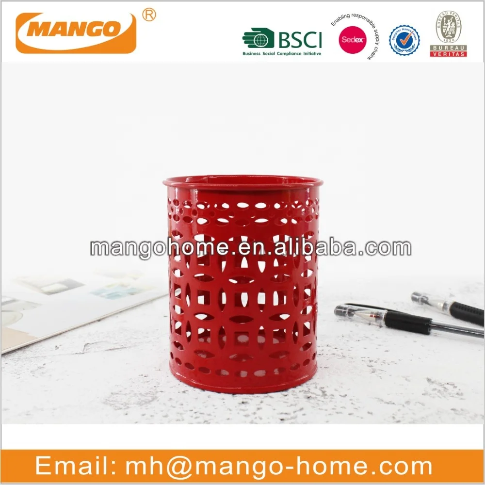 Black Matt Metal Hollow Pen Holder Pencil Cup Pen Cup Wholesale Stationery Single Stand Office Metal Pencil Cup