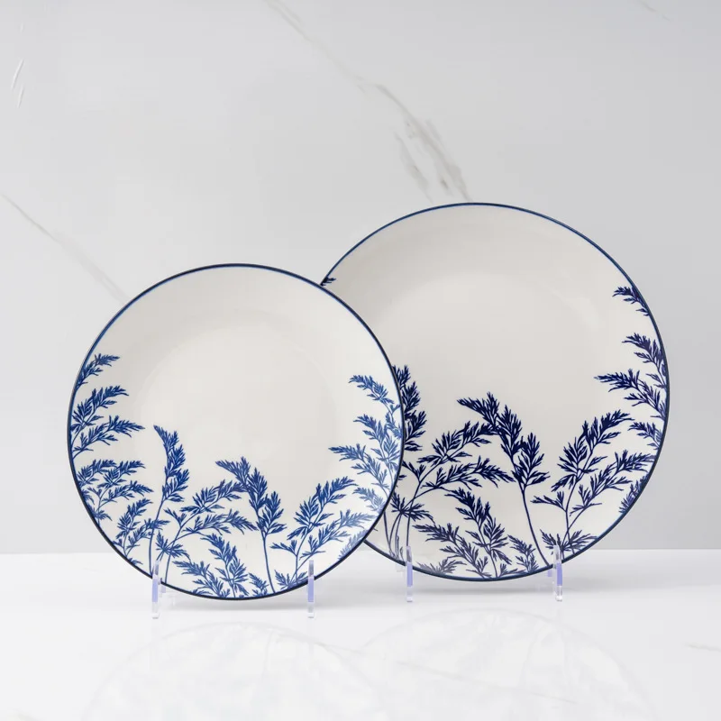 Hot porcelain bowl and dish household bowls and plates Chinese rice bowls and plates underglaze color tableware and soup bowls