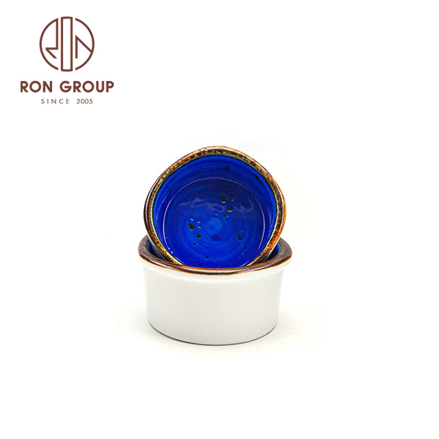 Креативный дизайн моды 4 дюйма краситель-реагент синий керамическая круглая форма блюда соевого соуса погружения чаши японский маленькая тарелка для суши