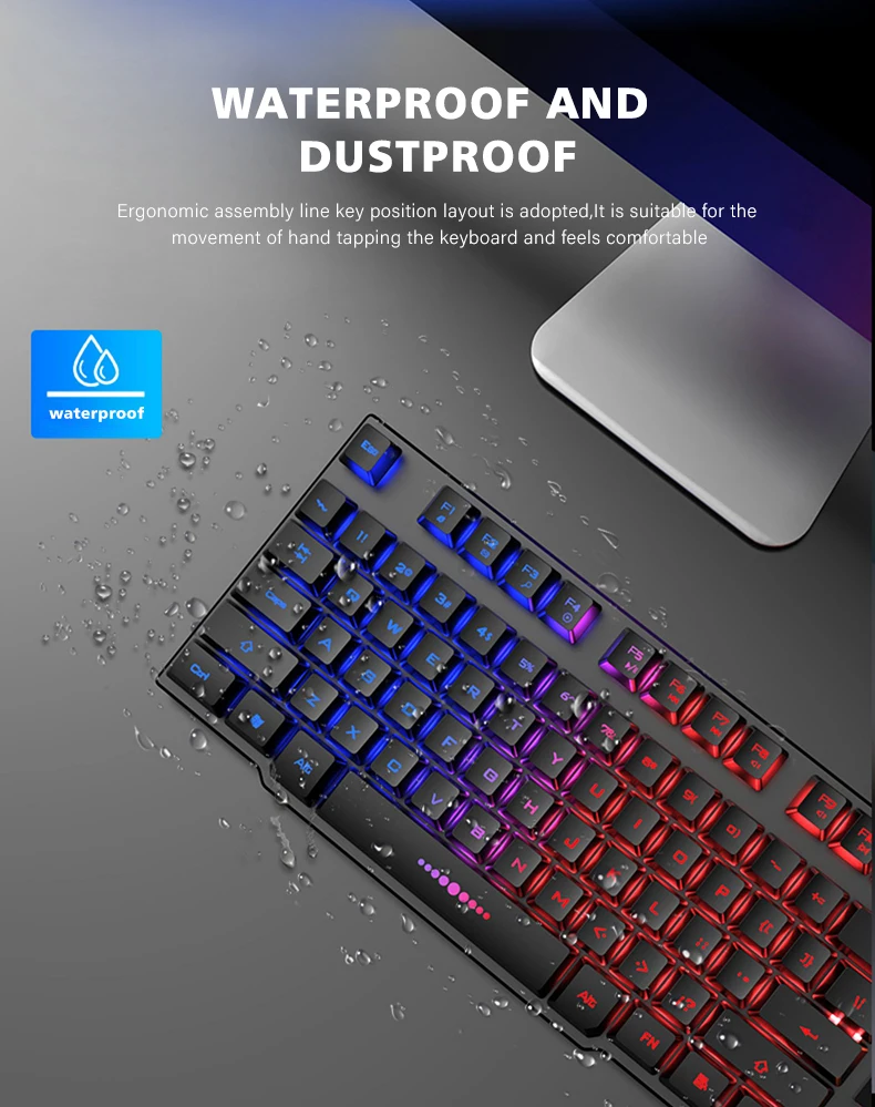 Полноразмерная мембранная игровая клавиатура с RGB-подсветкой и мультимедийными клавишами