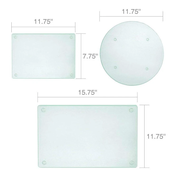 Blank Tempered Glass Chopping Board Figured Glass Non Slip Cutting Board