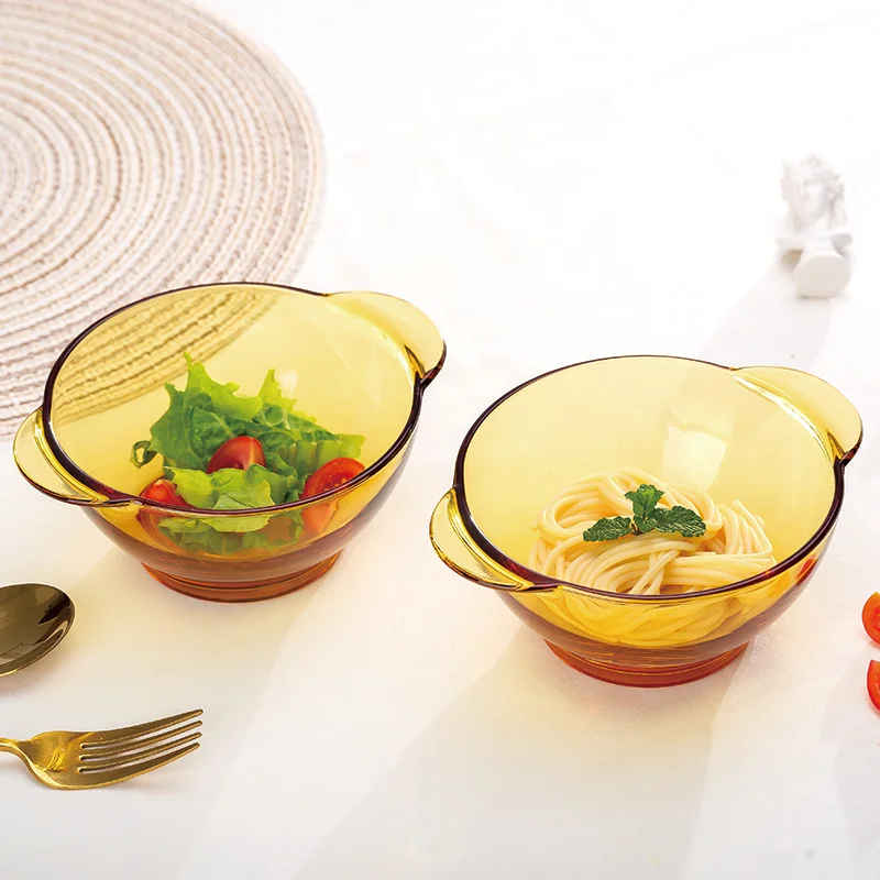 Green Apple Modern Designed 168mm 6.6 inch Borosilicate Heat Resistant Round Fruit Dessert Salad Glass Bowl