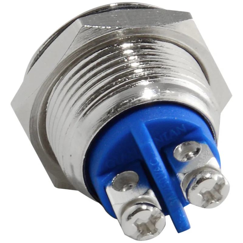 16mm Metal Boat Momentary Self Reset Push Button Switch ON OFF 2 Position 2 Pin Waterproof Starter Switch