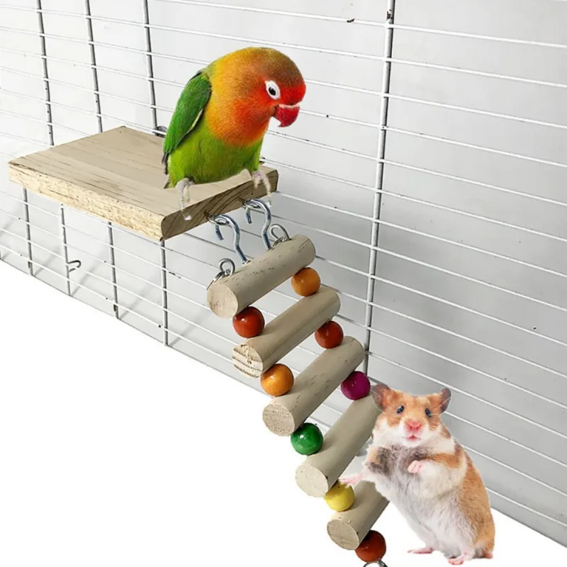 
Small Parrot Hamster Log Climbing Platform Stand Climbing Stairs Jumping Platform Chew Toy 2-piece Set 84g 