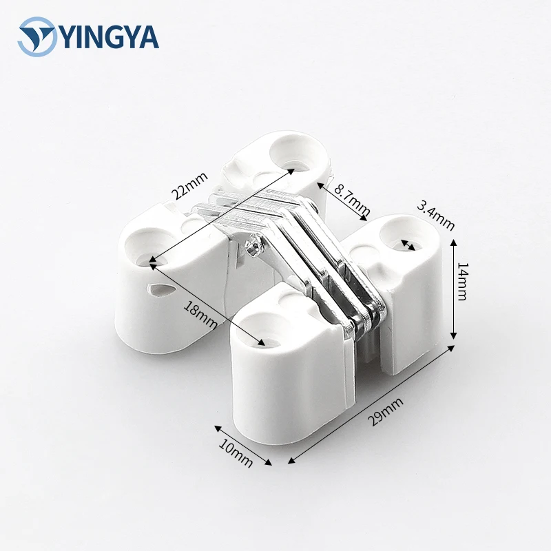 180 Degree Hinge Wooden Door Hinge with Steel Hardware Cross Concealed Hinge Made of Plastic for Furniture Use
