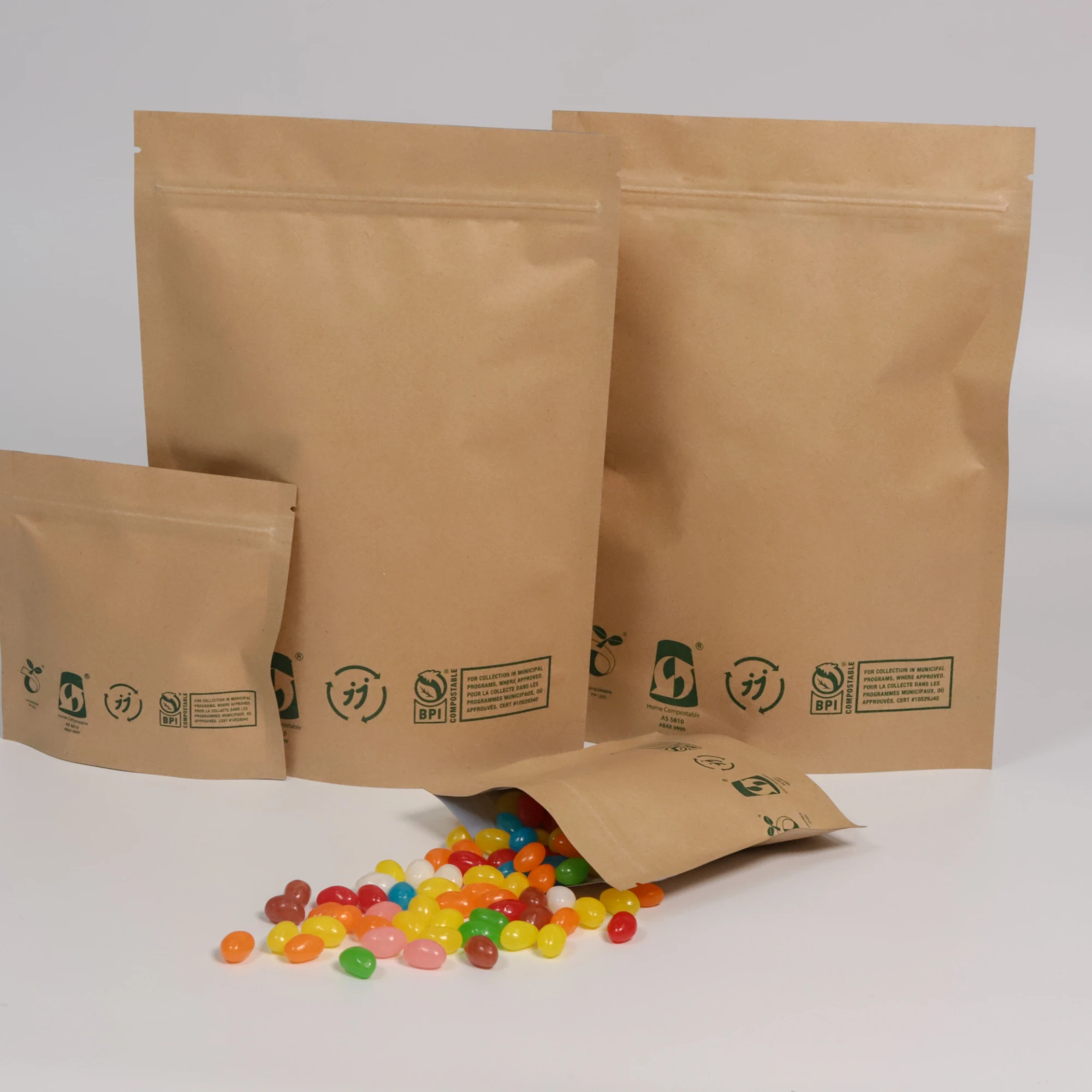100% Biodegradable Stand Up Coffee Pouch Custom Empty Coffee Bags Custom Printed Coffee Beans Packaging kraft paper Bags