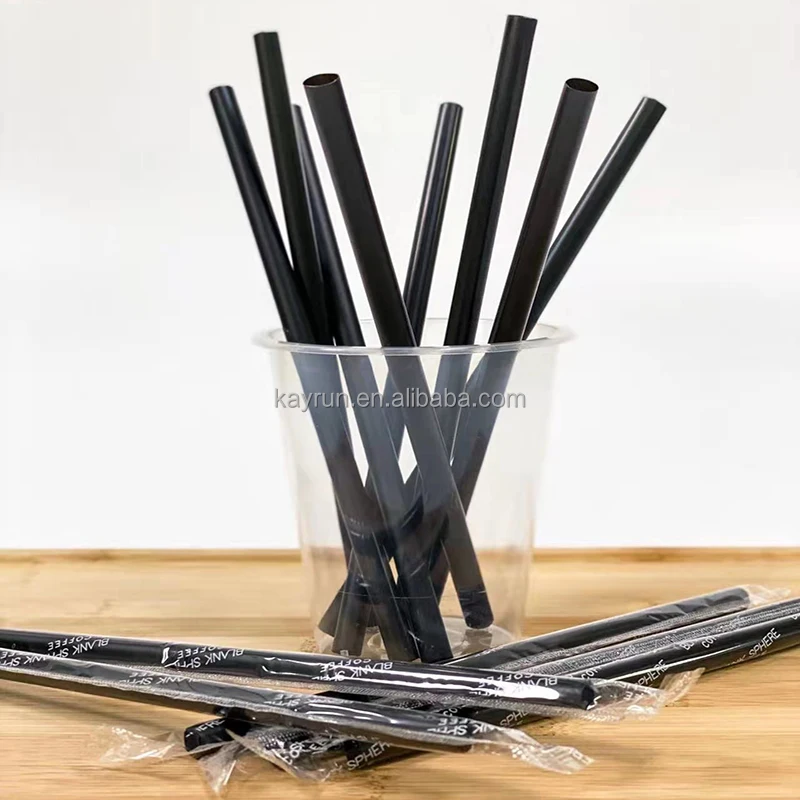 Custom Eco Biodegradable Black Bobba Tea PP Straws Disposable PLA Plastic Straw for Drinking coffee Juice