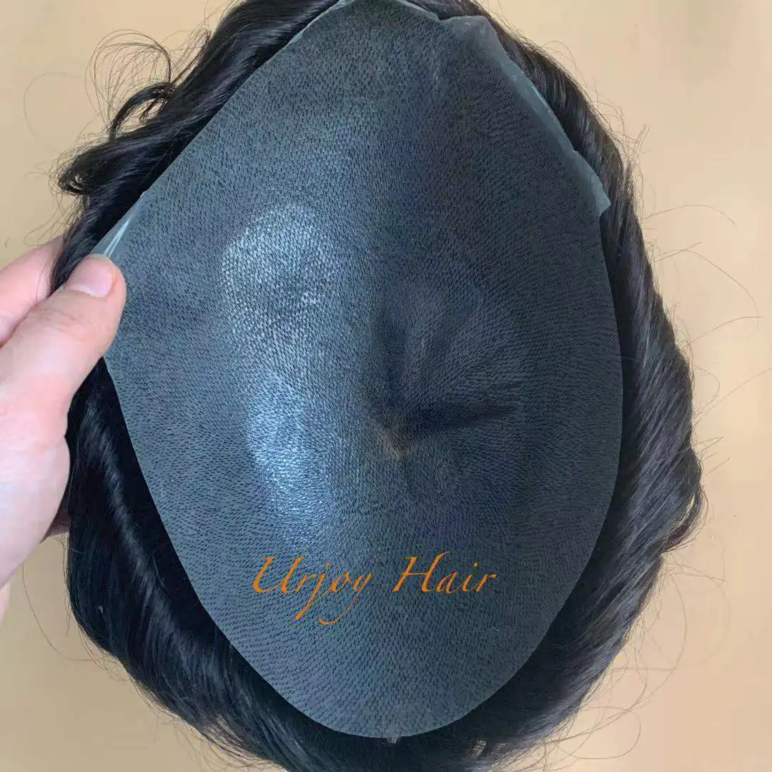 100 Human Hair remy Indian hair replacement Best Selling 32mm Wave 0.03mm Ultra Super Thin Skin men toupees