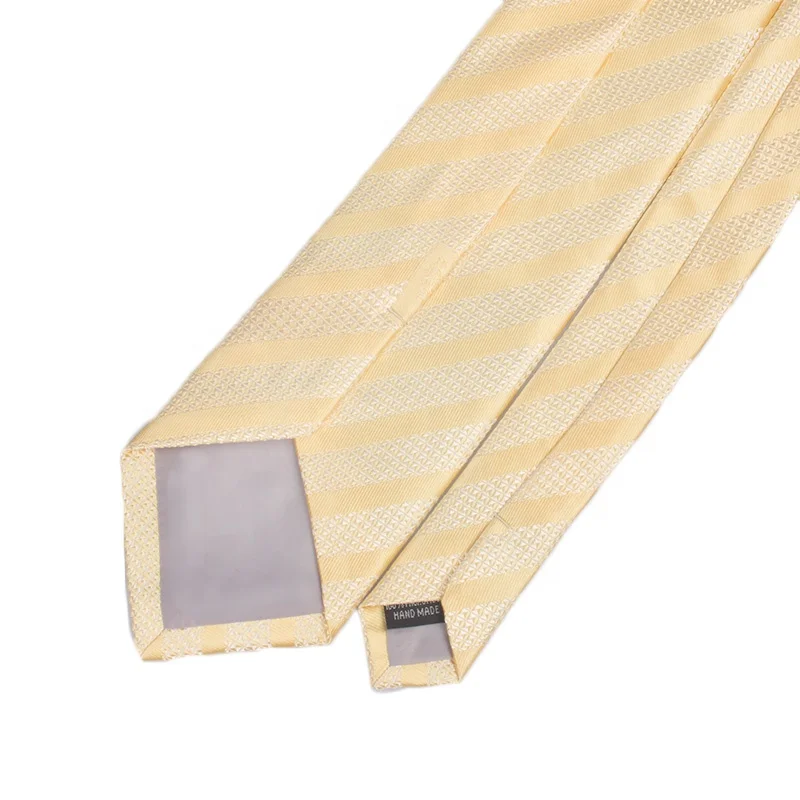 Красивый галстук Чжэцзян YAZHUO желтые белые тканые шелковые галстуки для мужчин деловой в полоску