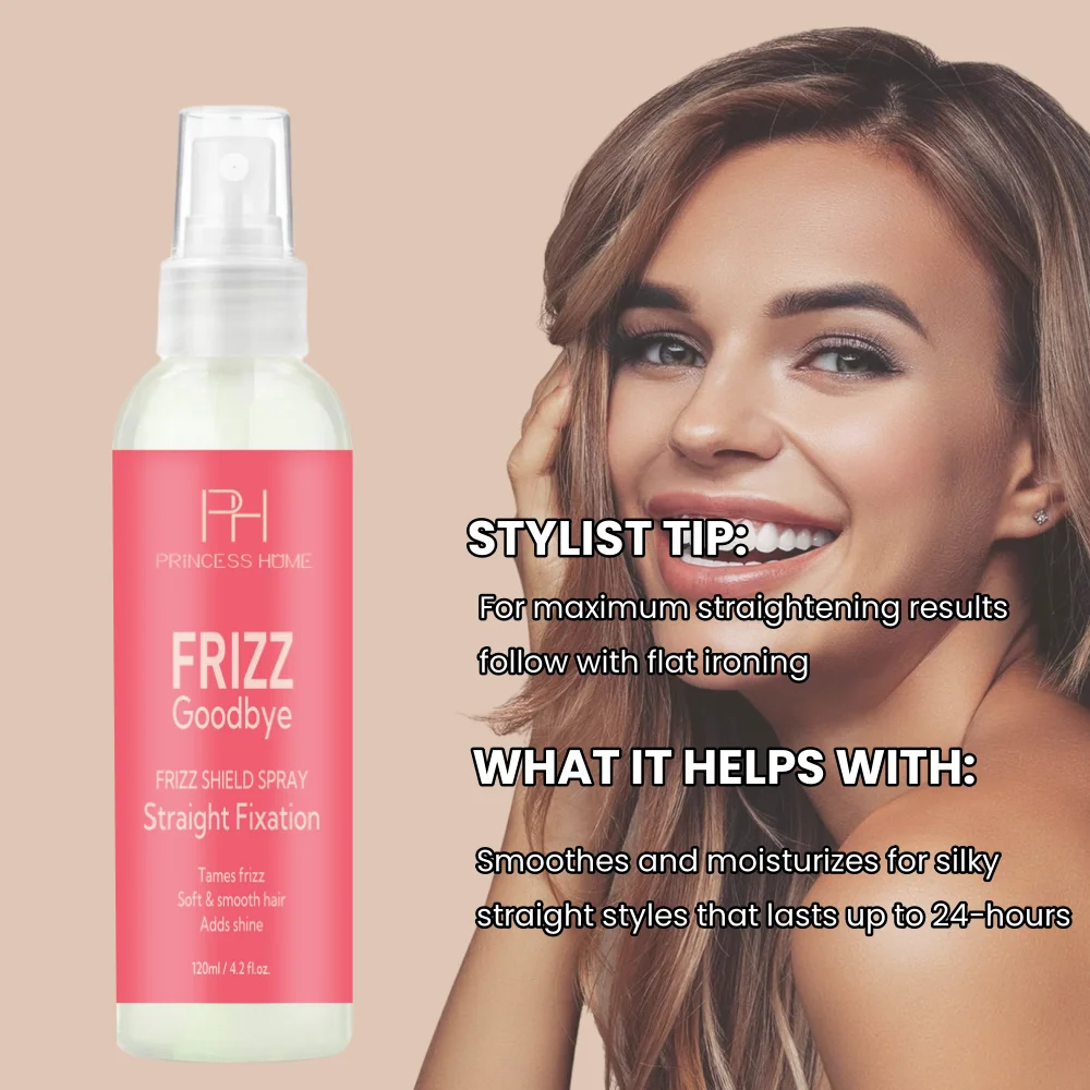 Custom Logo Anti-Frizz Finishing Spray Keratin Smooth Anti Humidity Spray  for a Flexible Hold Weightless 4oz.