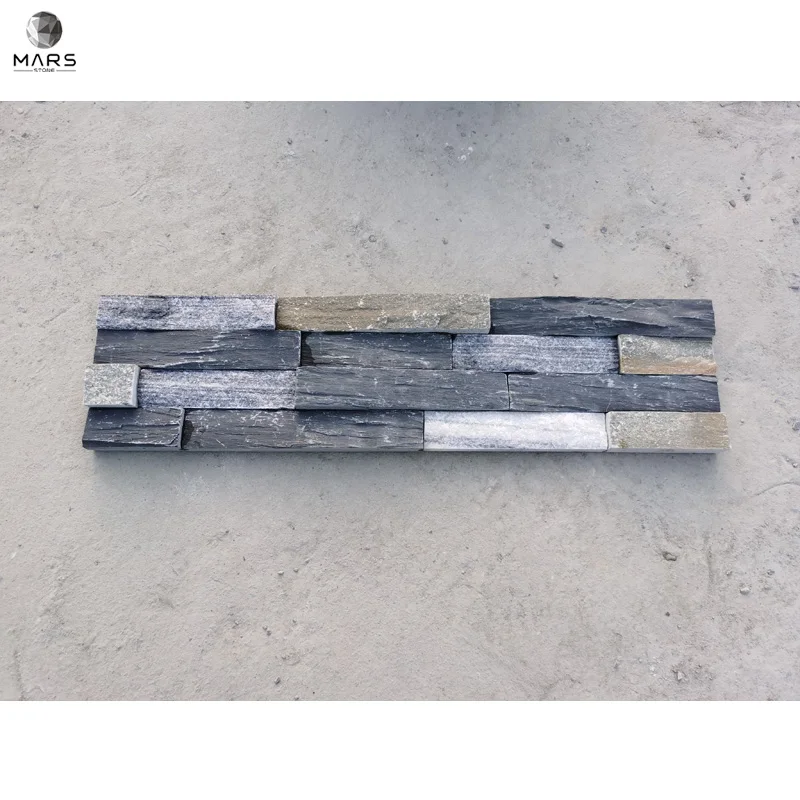 Natural Quartz Gray Interior Exterior Facing Wall Stone Covering Natural Stones Wall Decoration
