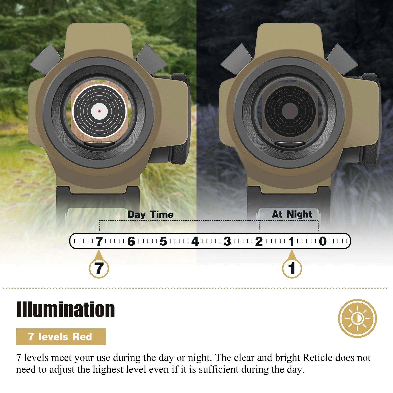 1x20 Solar Energy Three Colors 2 Reticle Shockproof Tactical Hunting Reflex Optic Sight