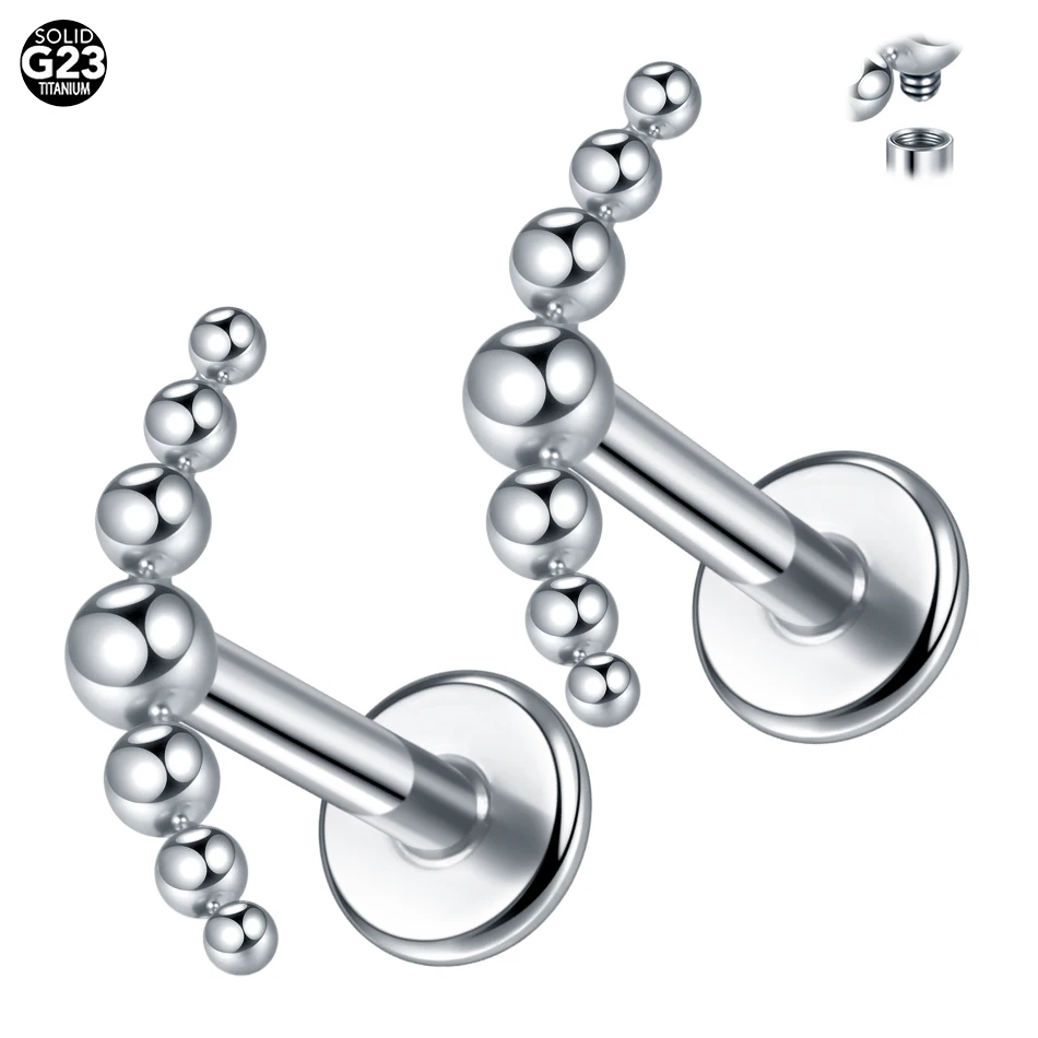 Lingchee ASTM F136 Titanium 16G Marquise CZ  Cartilage Helix Conch Lobe Ear Piercing Flat Back Earring Labret Lip Studs