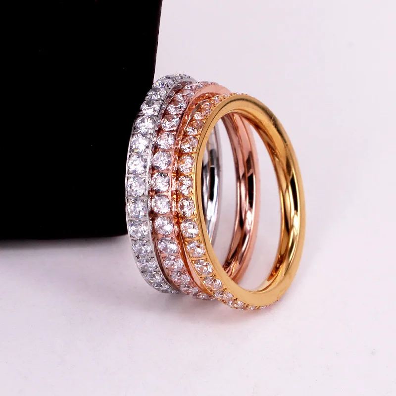 Wholesale Fashion Jewelry Rings Cubic Zirconia Stainless Steel Rings for Women Men