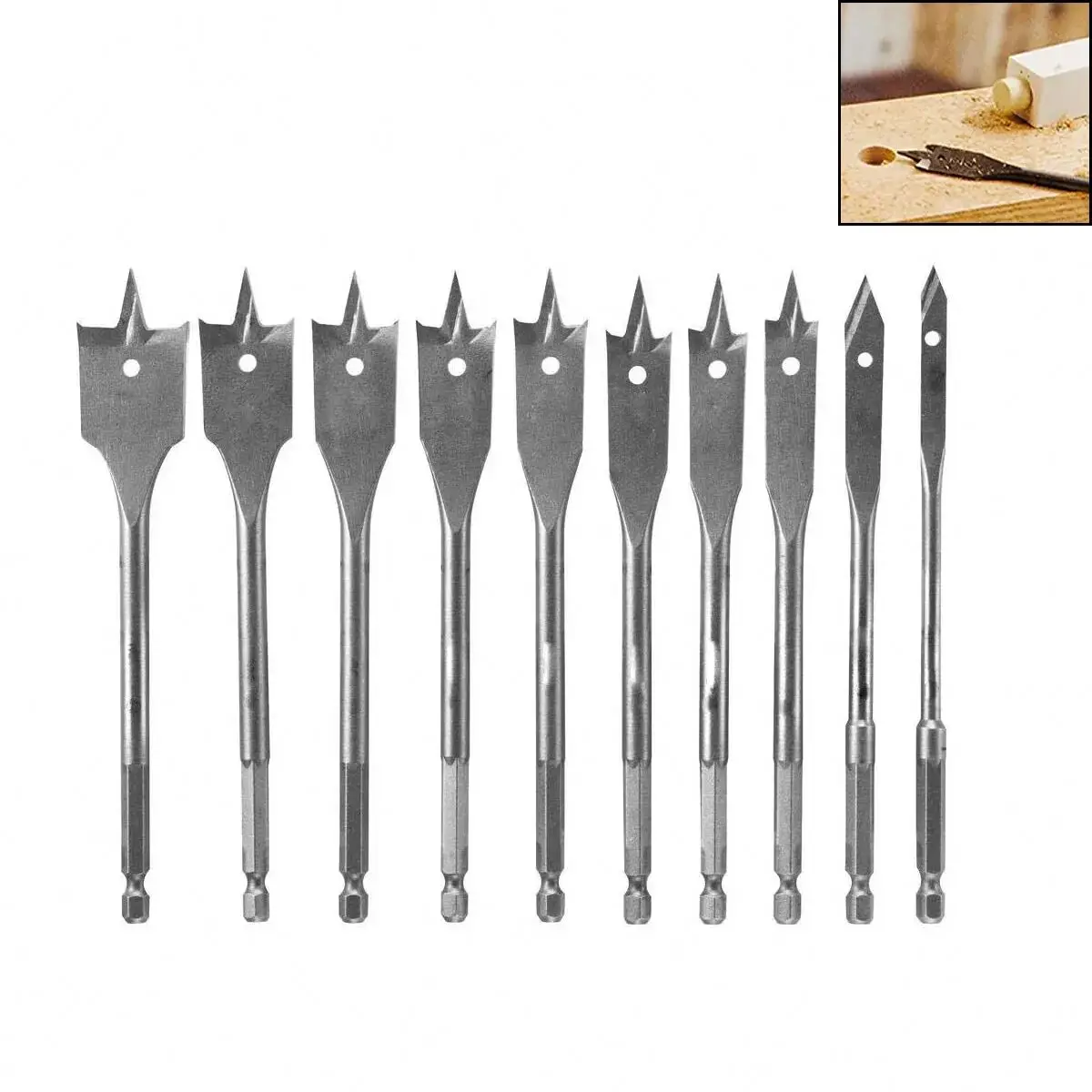 6-38mm Flat Wood Spade Drill Bits Quality Holesaw Machine Bit For WoodWorking