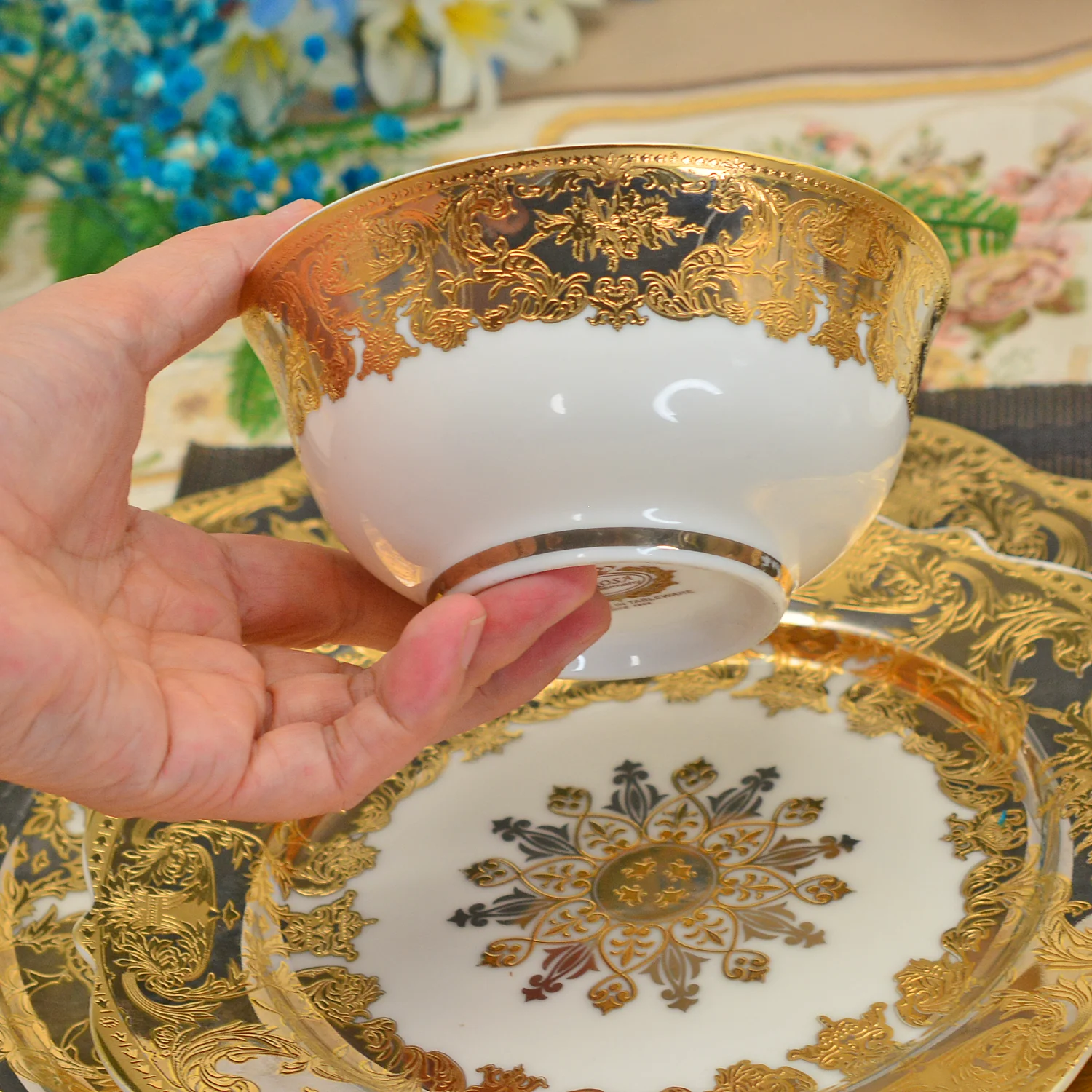 98pcs thailand luxury style dinner set gold high end royal modern and luxury tableware plates dinnerware dishes