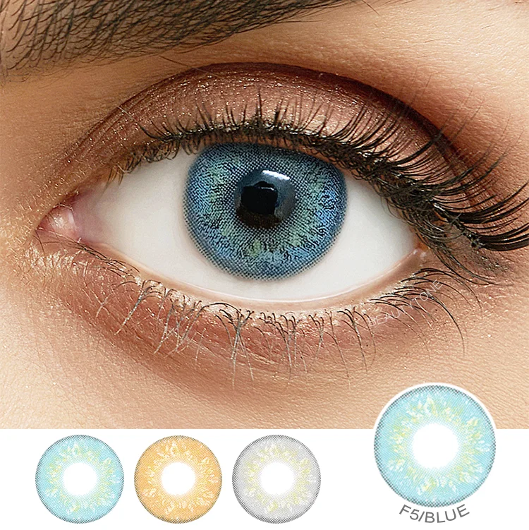 Foggy-2 Blue coloured lenses for dark eyes best quality soft eye lenses blue color contact lenses
