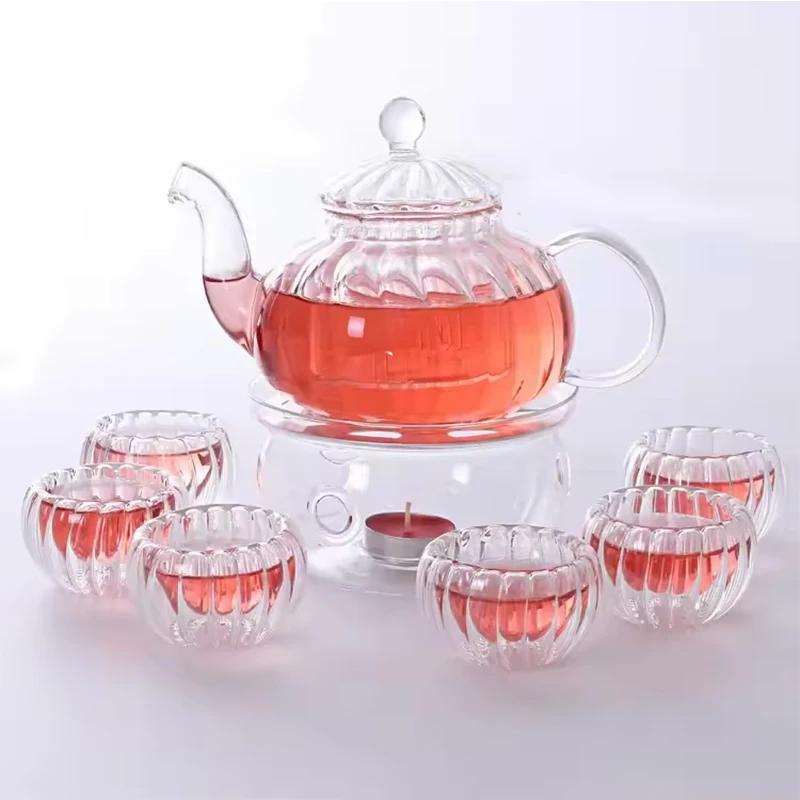 Wholesale Halloween Glass Teapot with Removable Infuser Stovetop Microwave Dishwasher Safe Transparent Tea Kettle with Filter