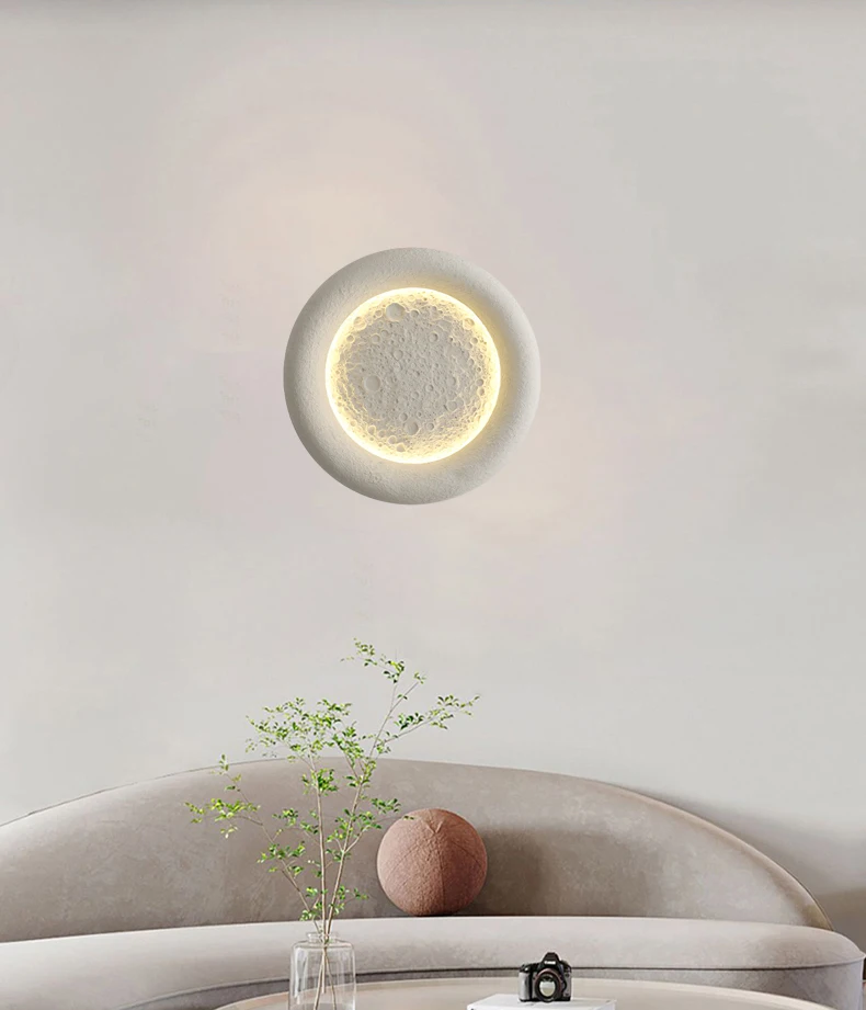 Luxury ip65 nordic creative Moon diming wall lamp resin alabaster wall lamp round children wall lamp for bedroom
