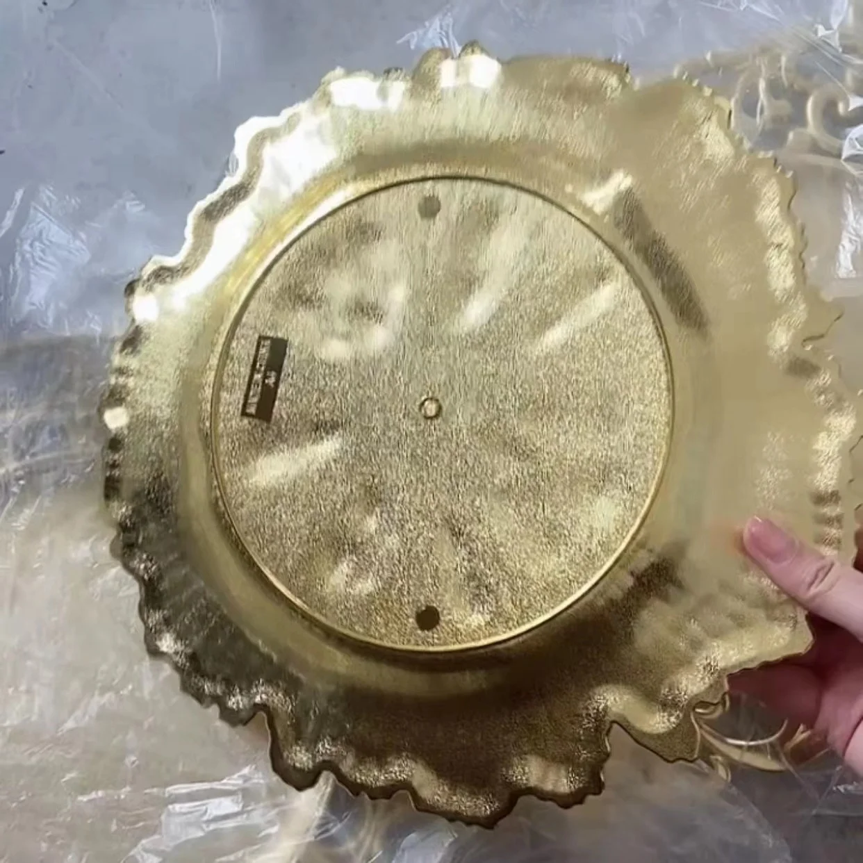 Wedding Party Dinner Gold Plastic Charger Plates 13 Inch Silver Reef Snowflake Irregular Dinnerware Fruit Dish Restaurant Plate