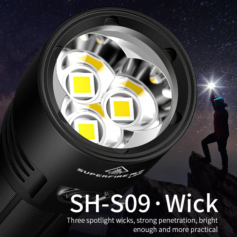 5000 High lumens super bright 60w flashlight L22 Powerful Rechargeable Flashlight Torch long run time for outdoor working