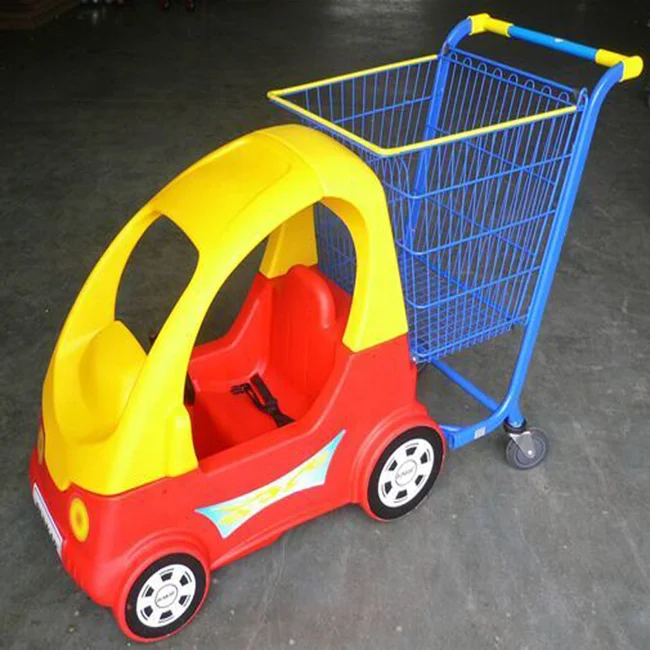 Steel Material and Zinc Plated Surface Handling American supermarket trolley with baby seat