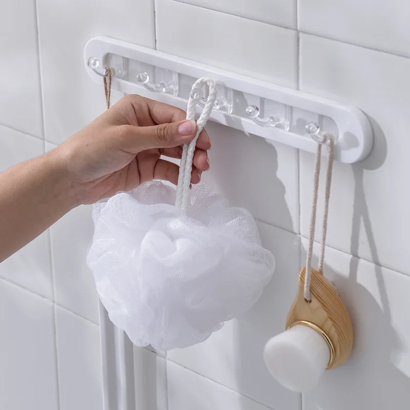 Bathroom punch-free strong adhesive coat hook towel hanger door rear wall hanging sliding hook