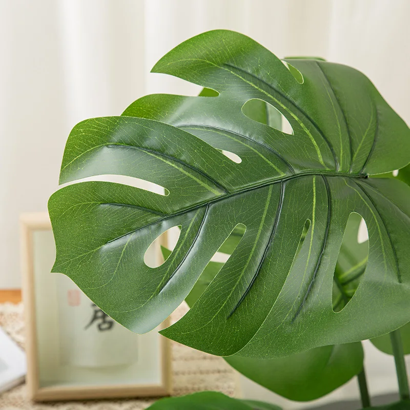 CY Nordic Style Large Monstera Tree Simulation Green Plastic Plant in Pot for Home Bedroom Hotel or Office Floor Decoration