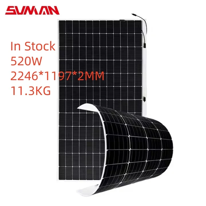 In Promotion Free Ship Sunman Flexible Solar Energy Panel New Design Solar Panel 520w SMH520J-12X12UW High Quali