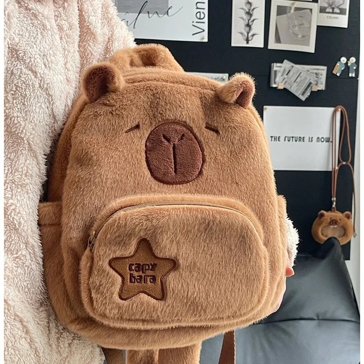 2024 Cartoon Kawaii Student Bags Kids Bookbags Kindergarten Schoolbags Cute Gift School Bags Plush Capybara Children Backpack
