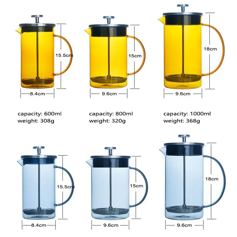 coffee maker custom logo glass french coffee press