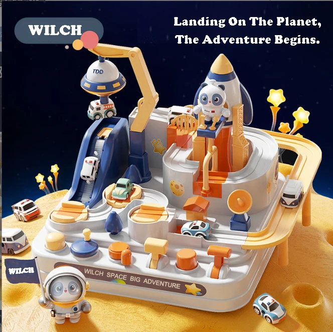 2024 Hot Selling Space Theme Gravity Sliding Mini Track Car Splicing Track Slot Car Set Toy with 4 Car