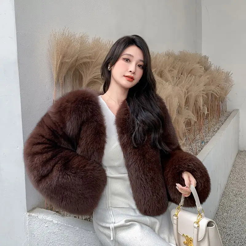 Customized Wholesale Product Elegant Fur Women Winter Warm 100% Real Fox Fur Coat Outwear Genuine Warmth White Fox Fur Coat