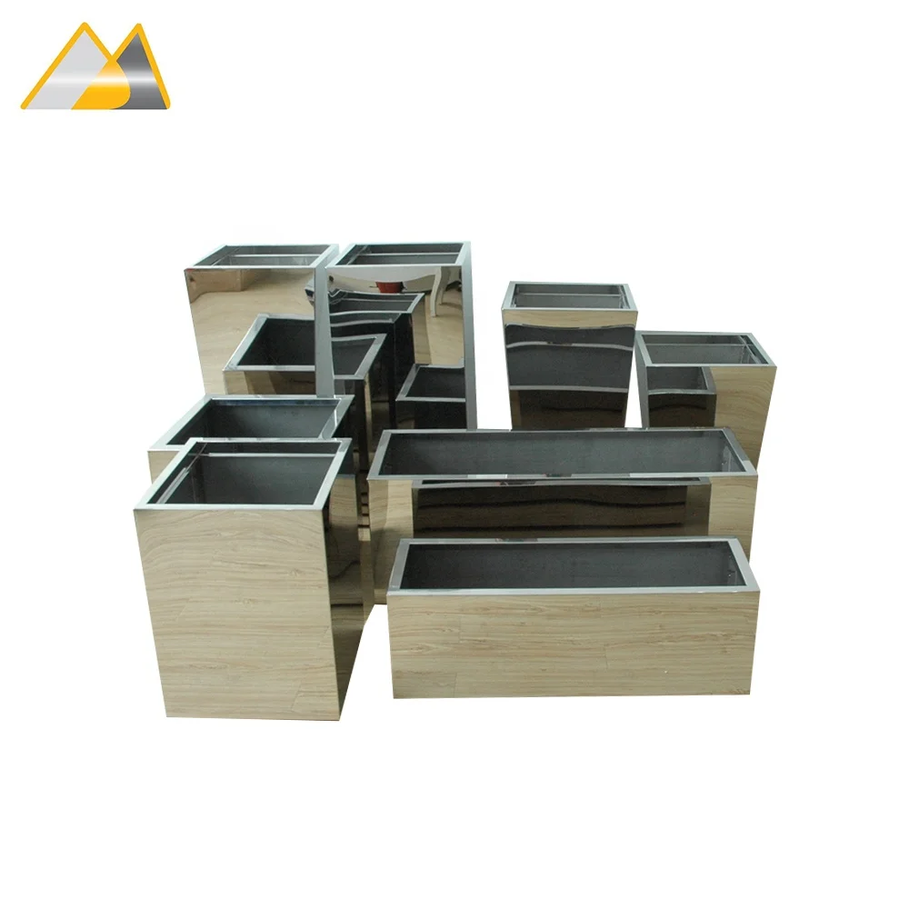 1.2MM Thick Tapered Stainless Steel 304 Polished Railing Planter, Decorative Tall Outdoor Planters,Decorative Metal Window Box