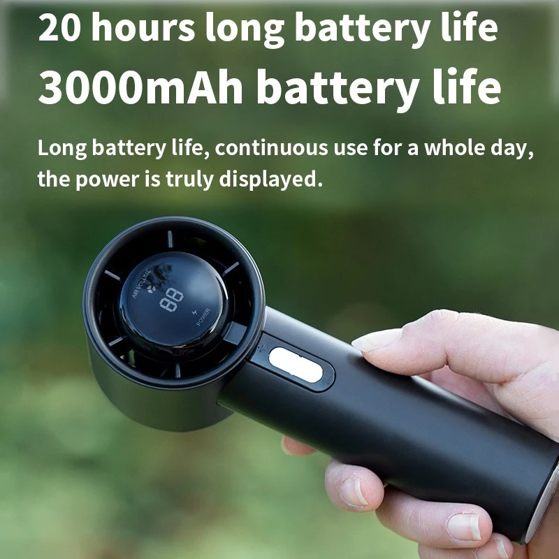 2024 New Custom 3000mAh Led Display USB Battery Fan Rechargeable Electric Fan Hand Held Portable 100 Speeds Mini Turbo Fan