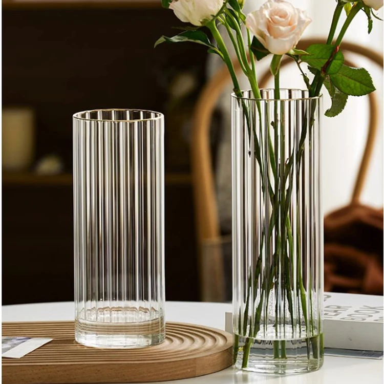 high grade elegant cylinder glass flower vase different size crystal glass vase for wedding centerpiece