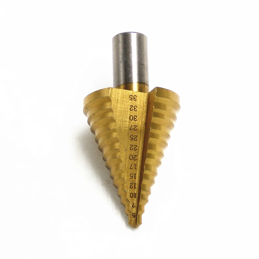HSS 5-35mm inch Hex Shank Cone Drill Hole Cutter Bit Set Fluted Edges Step Drill Bit Of Reamer Wood Metal Drilling