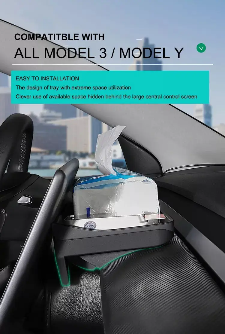 Direct Factory Center Screen Console Tray Organizer Silicone Behind Screen Storage Model 3/Y Tissue Holder