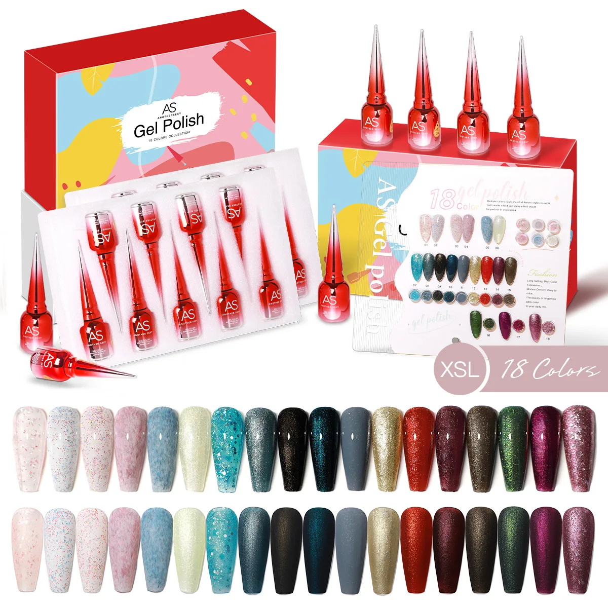 Wholesales new 18 colors quality nail gel polish jelly color set soak off led cat eye red bottle glitter uv gel nail polish set
