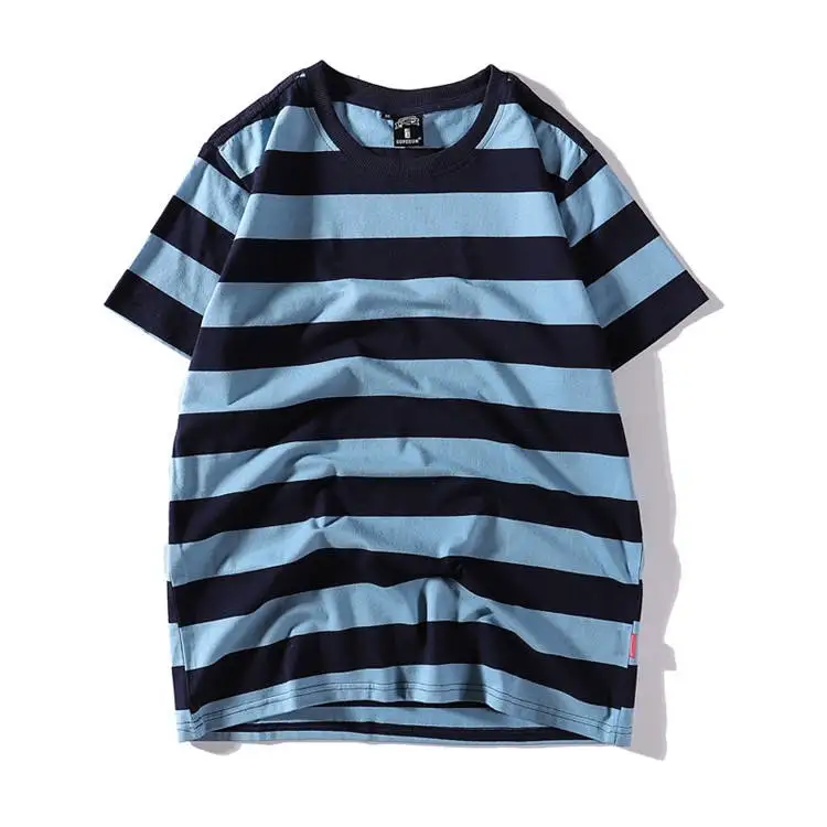 Hot Sale Custom Fashion Trend Cotton Striped T-shirt Unisex Striped T-shirt Striped T-shirt Men Suitable For Everyday Wear