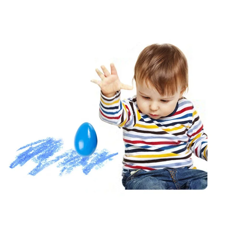 
6 colors cute solid egg crayons easter egg shape for children painting 
